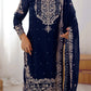 Embroidered Faux Georgette Suit Set with Dupatta