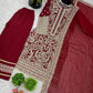 Embroidered Faux Georgette Suit Set with Dupatta
