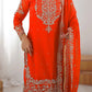 Embroidered Faux Georgette Suit Set with Dupatta