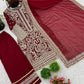 Embroidered Faux Georgette Suit Set with Dupatta