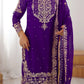 Embroidered Faux Georgette Suit Set with Dupatta