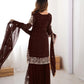 Embroidered Faux Georgette Suit Set with Dupatta