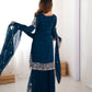 Embroidered Faux Georgette Suit Set with Dupatta