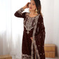 Embroidered Faux Georgette Suit Set with Dupatta