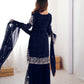 Embroidered Faux Georgette Suit Set with Dupatta
