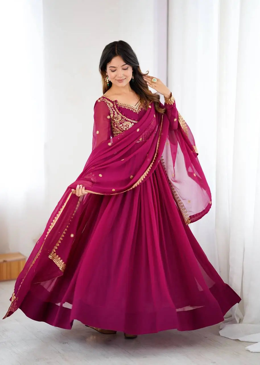 Embroidered Faux Georgette Suit Set