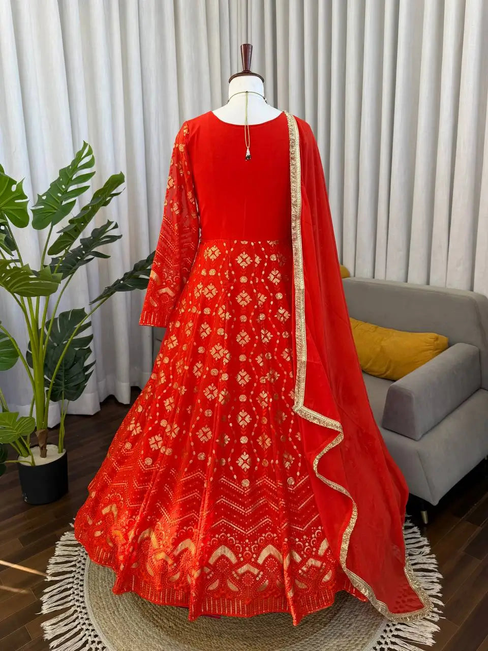 Embroidered Faux Georgette Wedding Anarkali Set