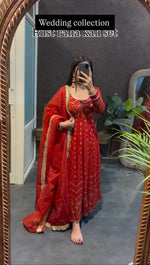 Embroidered Faux Georgette Wedding Anarkali Set