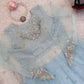 Embroidered Faux Georgette blue Gown Lehenga Dupatta Set