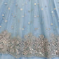 Embroidered Faux Georgette blue Gown Lehenga Dupatta Set
