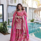 Embroidered Fendi Crush Kurti Sharara Set with Dupatta