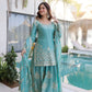 Embroidered Fendi Crush Kurti Sharara Set with Dupatta