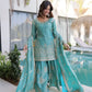 Embroidered Fendi Crush Kurti Sharara Set with Dupatta