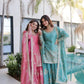 Embroidered Fendi Crush Kurti Sharara Set with Dupatta