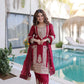 Embroidered Fendi Silk Kurta Pant Set with Dupatta