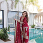Embroidered Fendi Silk Kurta Pant Set with Dupatta