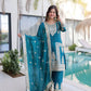 Embroidered Fendi Silk Kurta Pant Set with Dupatta