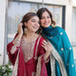 Embroidered Fendi Silk Kurta Pant Set with Dupatta