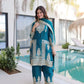 Embroidered Fendi Silk Kurta Pant Set with Dupatta