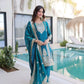 Embroidered Fendi Silk Kurta Pant Set with Dupatta