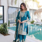 Embroidered Fendi Silk Kurta Pant Set with Dupatta