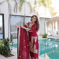 Embroidered Fendi Silk Kurta Pant Set with Dupatta