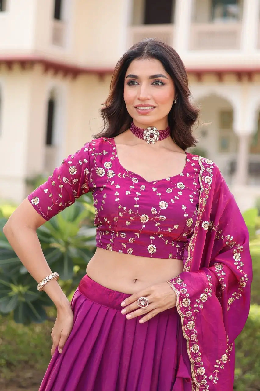 Embroidered Fendi Silk Lehenga Set