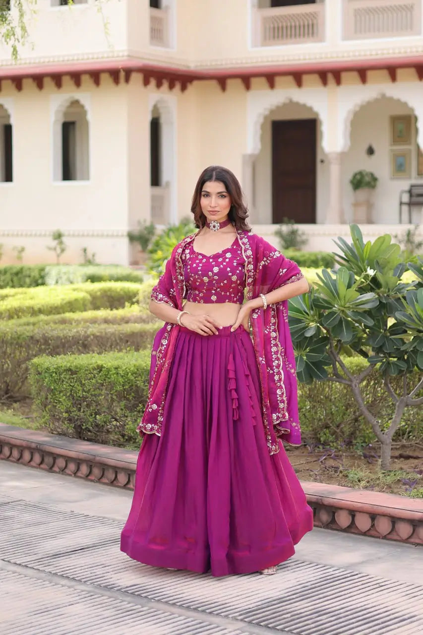 Embroidered Fendi Silk Lehenga Set
