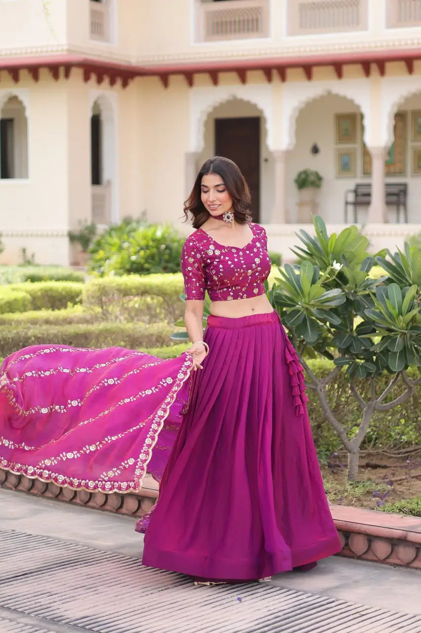 Embroidered Fendi Silk Lehenga Set