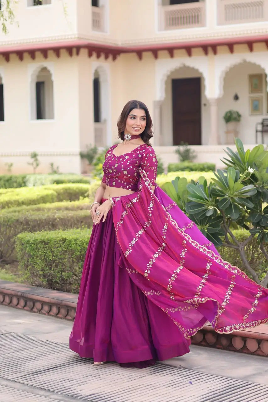 Embroidered Fendi Silk Lehenga Set
