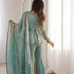Embroidered Fendi Silk Sharara Set with Dupatta