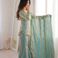 Embroidered Fendi Silk Sharara Set with Dupatta