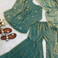 Embroidered Fendi Silk Sharara Set with Dupatta