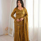 Embroidered Fendi Silk Sharara Set with Dupatta