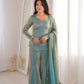 Embroidered Fendi Silk Sharara Set with Dupatta