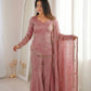 Embroidered Fendi Silk Sharara Set with Dupatta