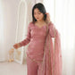 Embroidered Fendi Silk Sharara Set with Dupatta
