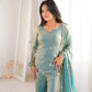 Embroidered Fendi Silk Sharara Set with Dupatta