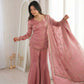 Embroidered Fendi Silk Sharara Set with Dupatta