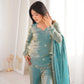 Embroidered Fendi Silk Sharara Set with Dupatta