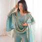 Embroidered Fendi Silk Sharara Set with Dupatta
