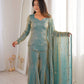 Embroidered Fendi Silk Sharara Set with Dupatta