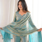 Embroidered Fendi Silk Sharara Set with Dupatta