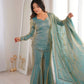 Embroidered Fendi Silk Sharara Set with Dupatta