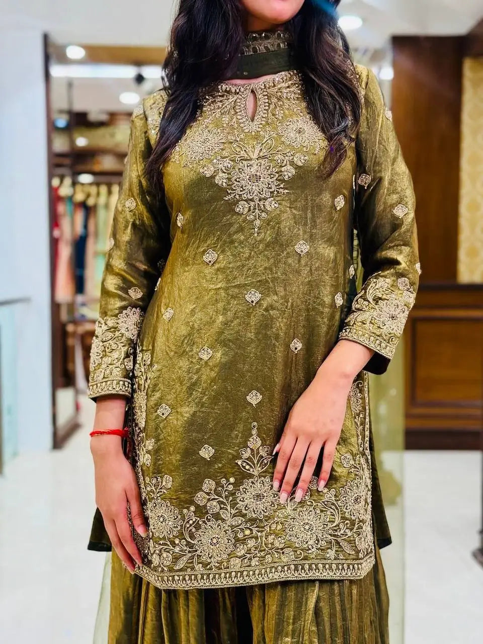 Embroidered Fendy Kurti Palazzo Set for Wedding and Festive Wear