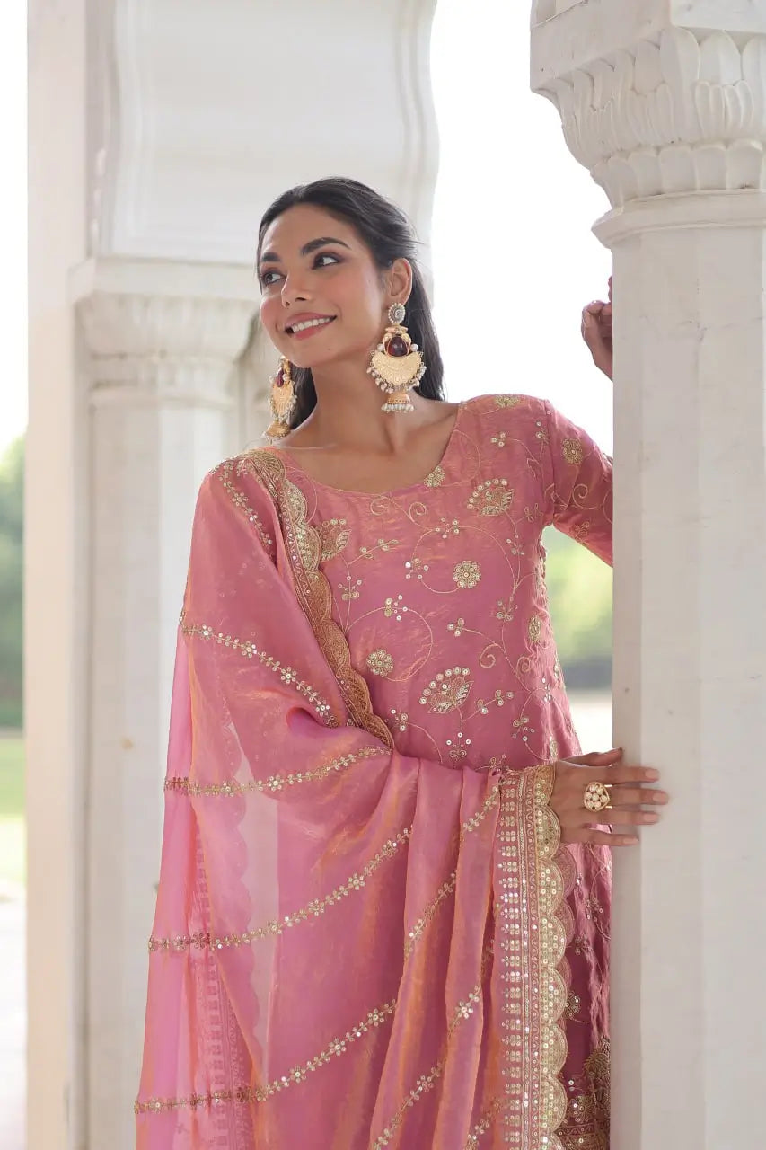 Embroidered Fendy Sharara Suit Set