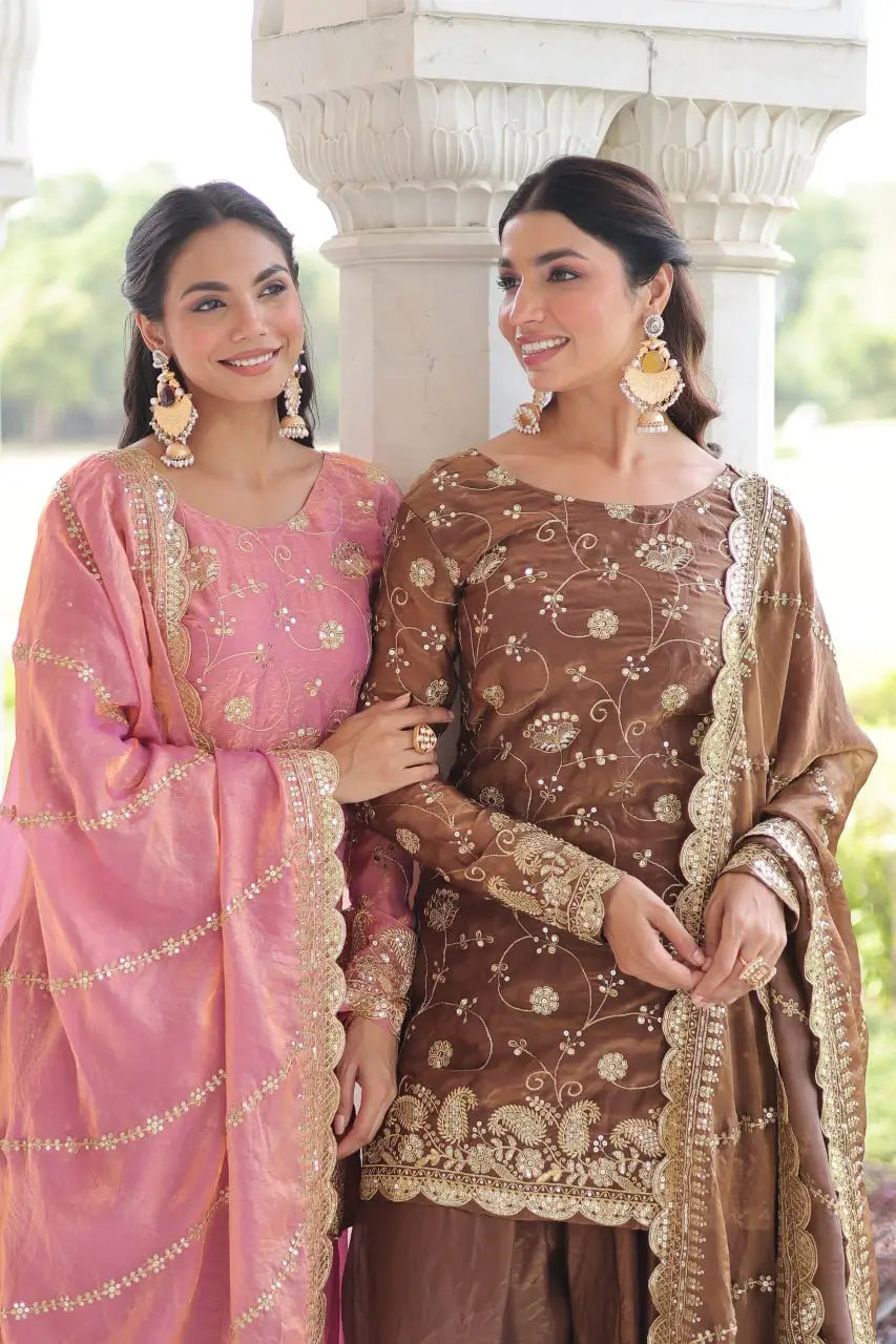 Embroidered Fendy Sharara Suit Set