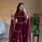 Embroidered Fendy Silk Anarkali Set with Dupatta