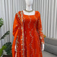 Embroidered Fendy Silk Anarkali Set with Dupatta