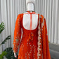 Embroidered Fendy Silk Anarkali Set with Dupatta